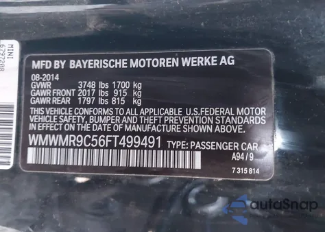 2015 Mini Convertible John Cooper Works z USA, uszkodzony, nr VIN WMWMR9C56FT499491